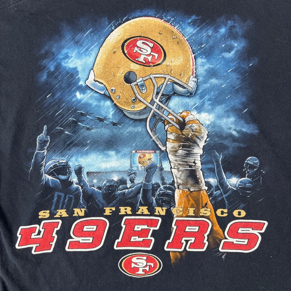 NFL Team Apparel San Francisco 49ers Men 2XL XXL Black Graphic T-Shirt Tee AOP